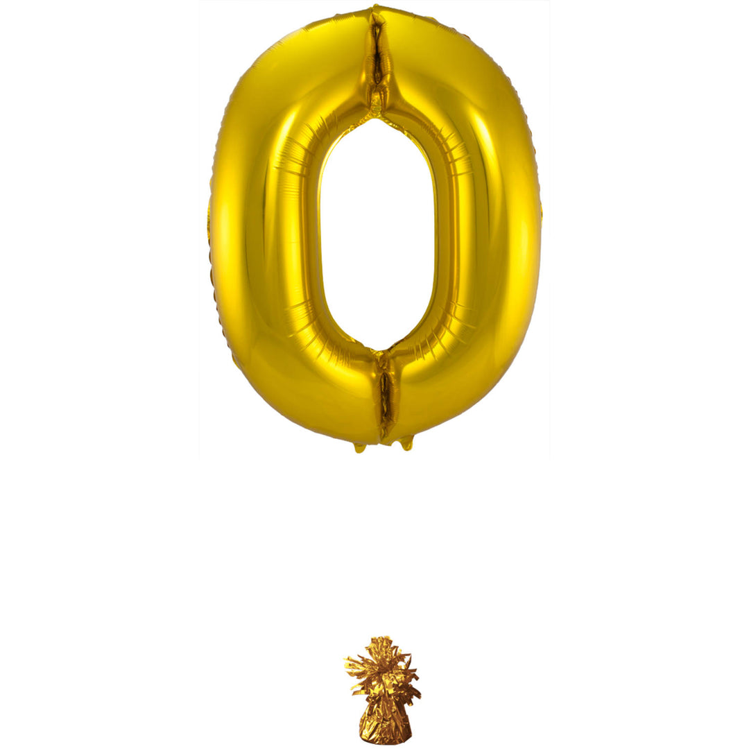 Ballon en Forme de Chiffre 0 (Or, 86 cm)