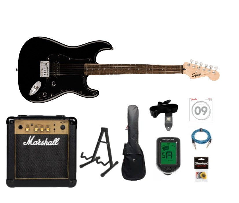 Fender Squier Sonic Stratocaster HT H Electric Guitar Starter Kit (Black)