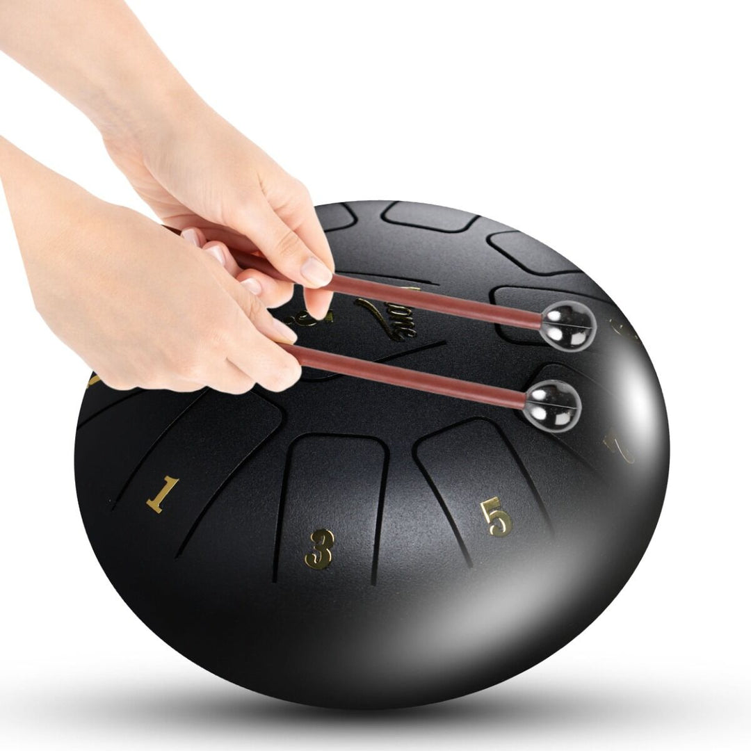 Tongue Drum 8" noir avec accessoires (11 tons)