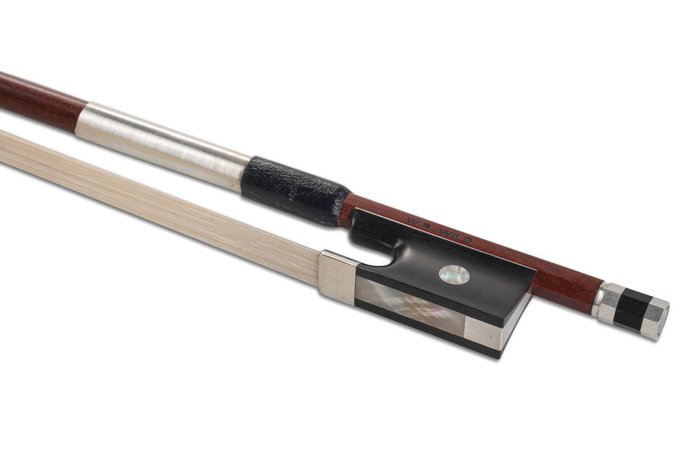 GEWA archet de violons W.R. Wild, baguette ronde en pernambouc, monté argent