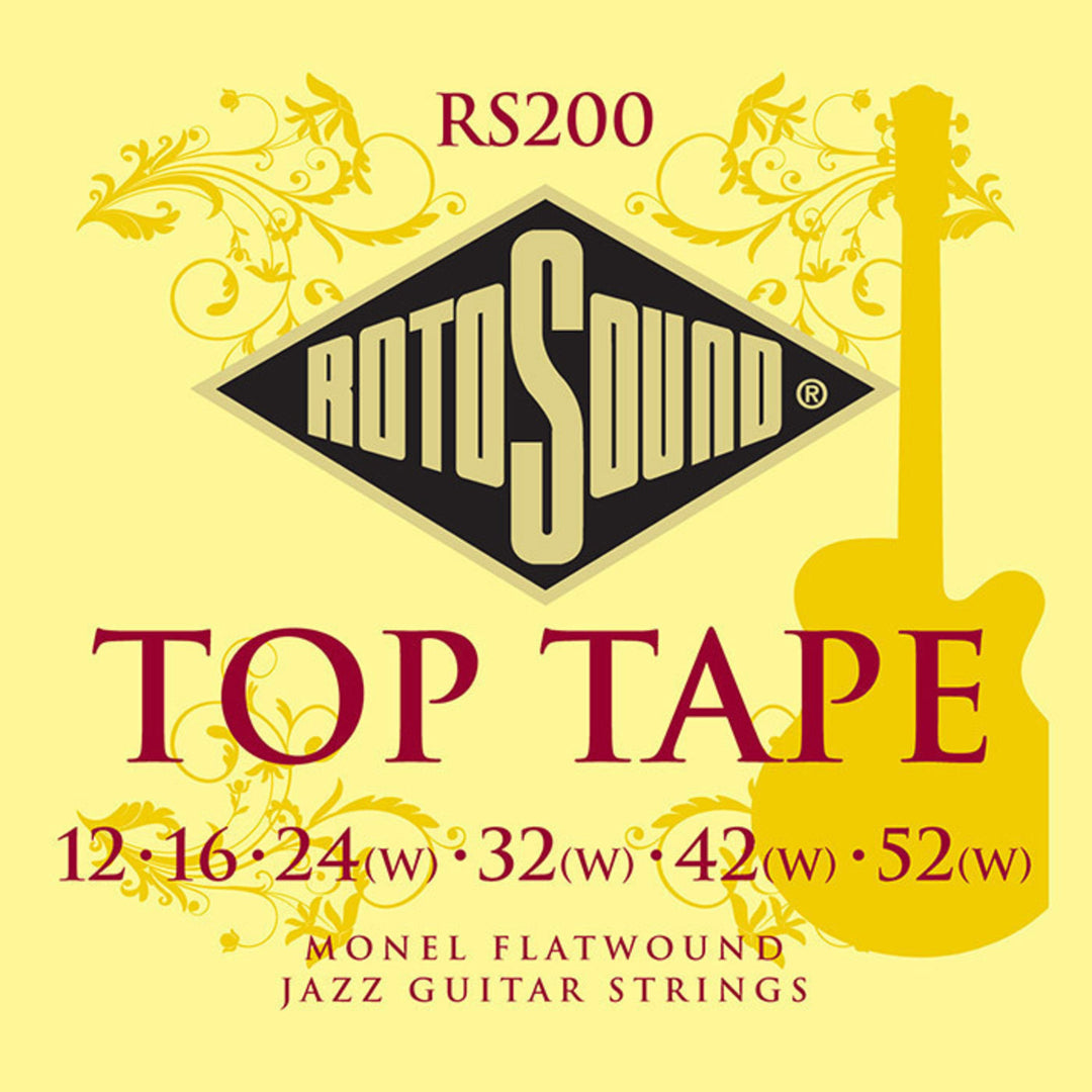 Rotosound Cordes de guitare Jazz à filet plat - Ensemble Flatwound 12-52 (RS200)
