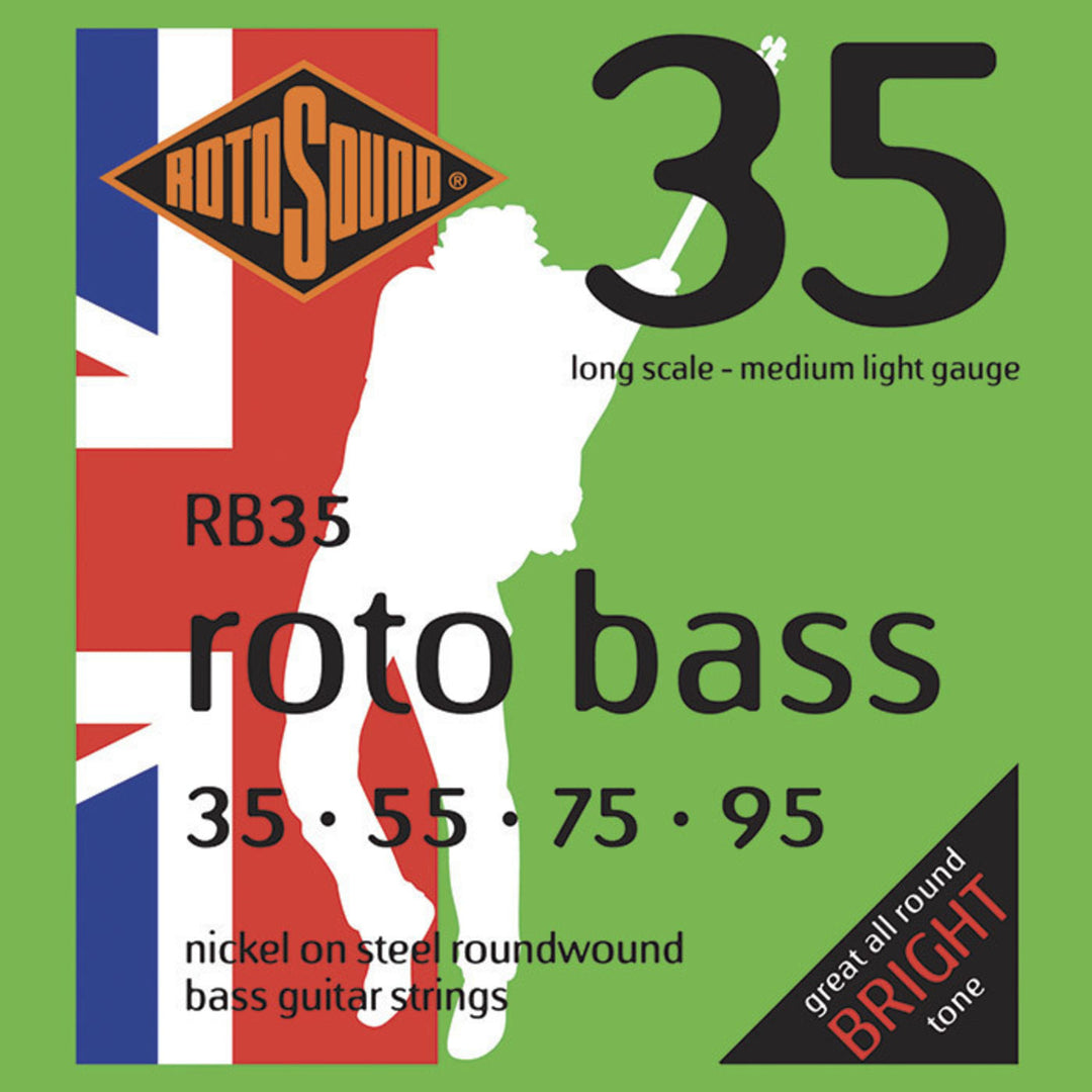 Rotosound Cordes de basse électrique Roto Bass - Jeu 4 cordes Nickel Medium Light 35-95 (RB35)