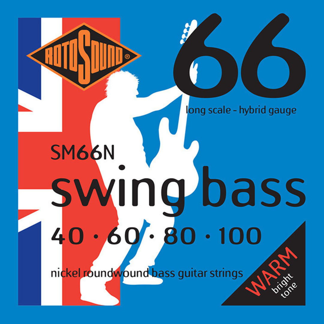 Rotosound Cordes de basse électrique Swing Bass 66 - Set 4 cordes Nickel Hybrid 40-100 (SM66N)