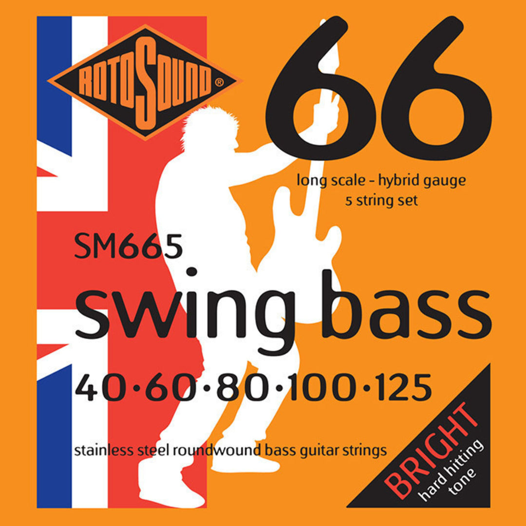 Rotosound Cordes d’E-Bass Swing Bass 66 - Set 5-string Stainless Steel Hybrid 40-125 (SM665)