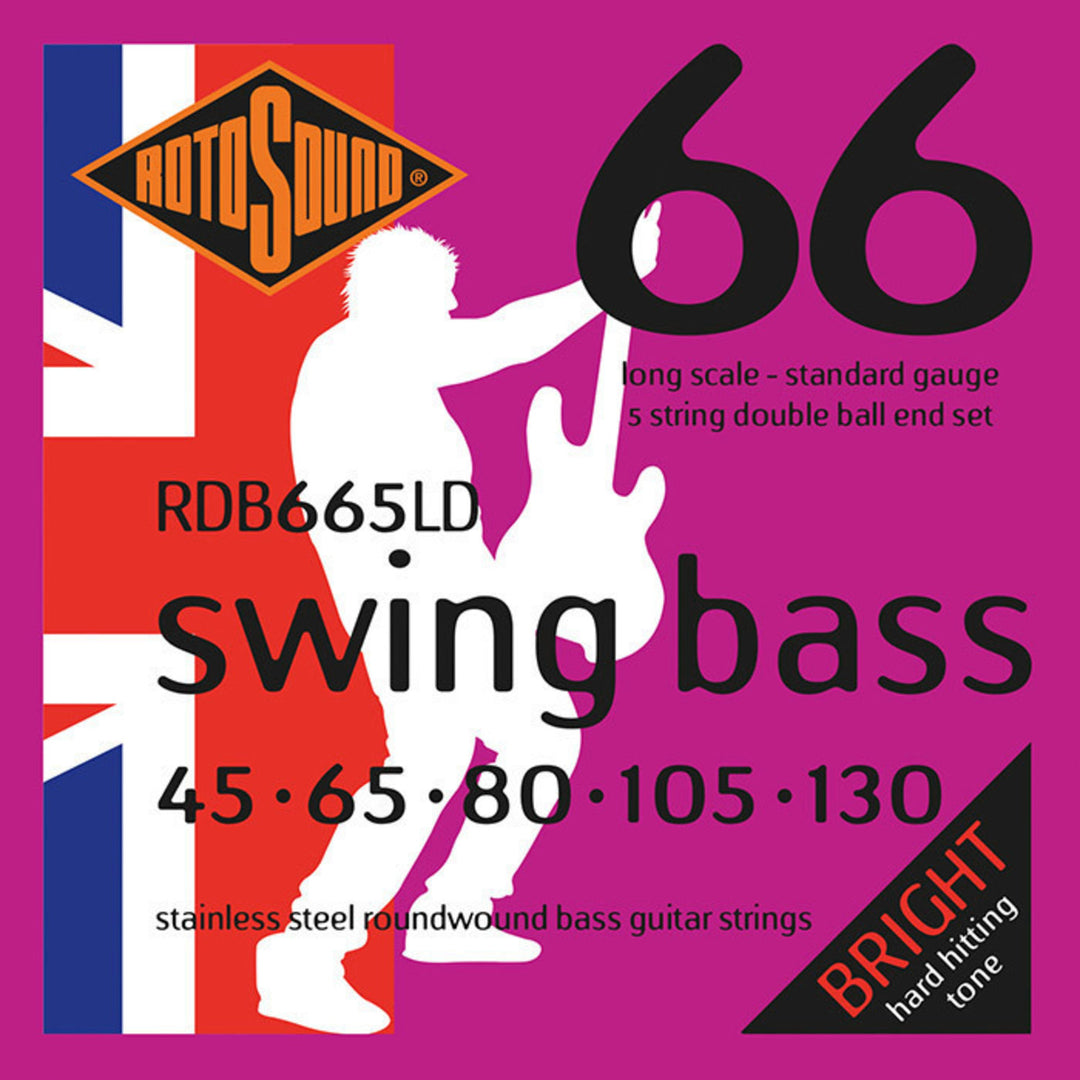 Cordes de basse électrique Rotosound Swing Bass 66 Double Ball End - Jeu 5-cordes. Standard 45-105 Double Ball (RDB665LD)