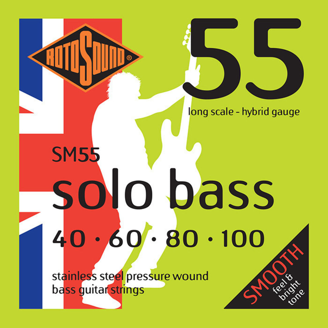 Rotosound Cordes de basse électrique Solo Bass 55 - Set 4 cordes Hybrid 40-100 (SM55)