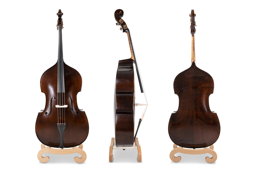 GEWA Georg Walther contrebasse 4/4, massive, forme de viole de gambe, vernis brun foncé
