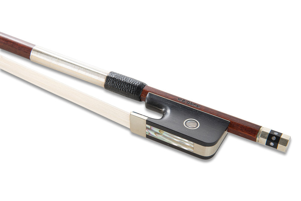 Archet de violoncelle W. E. Dörfler en pernambouc, baguette ronde, maillechort