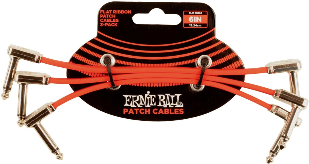 Ernie Ball-6402 câble patch plat 15cm, rouge. pack de 3