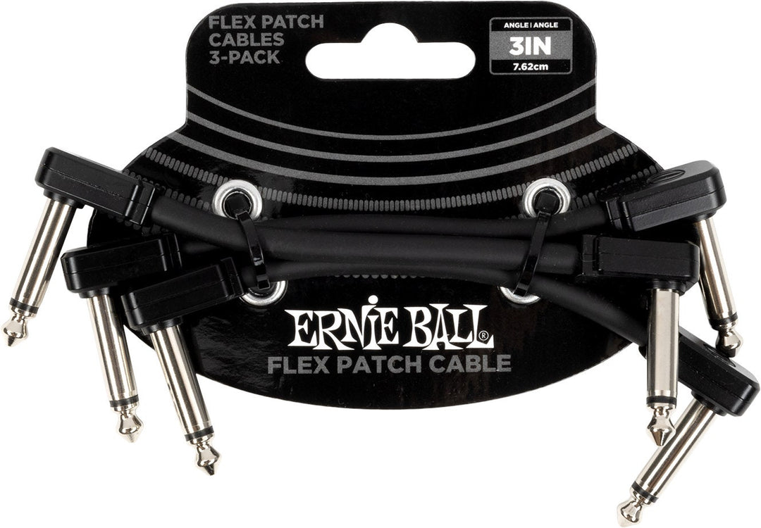 Ernie Ball 6443 Câble patch Flex Black 7,5cm lot de 3