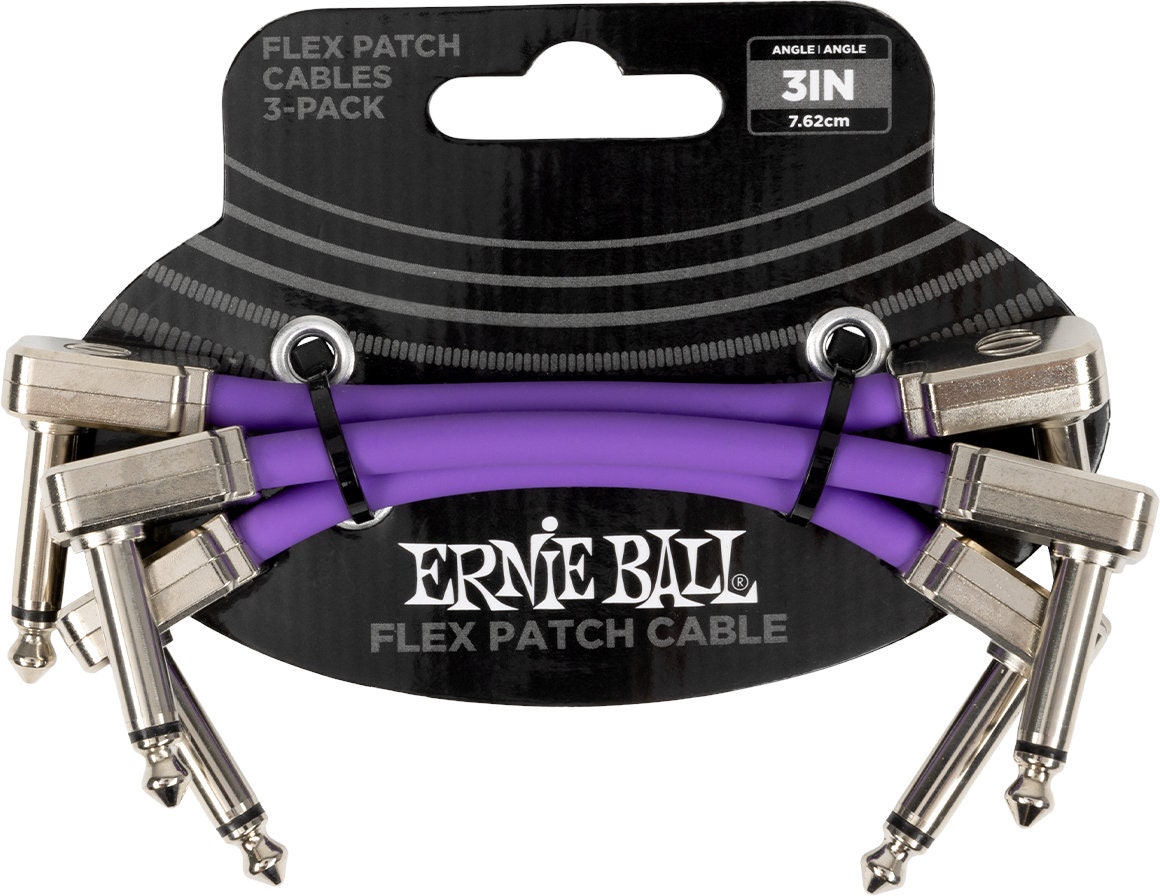Ernie Ball 6451 Câble patch Flex Violet 7,5cm lot de 3