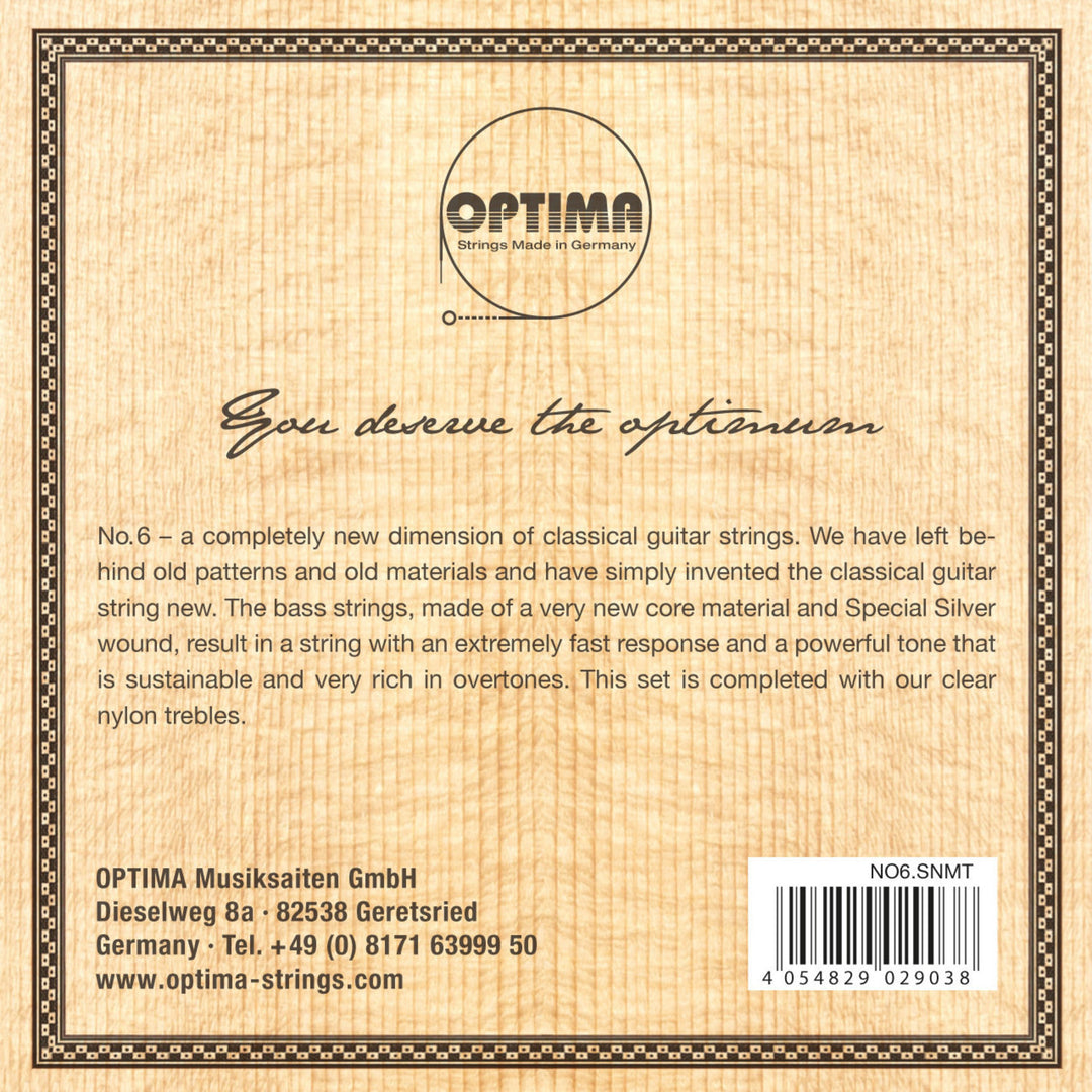 Optima Cordes pour guitare classique No. 6 Special Silver - Jeu Nylon medium (NO6.SNMT)