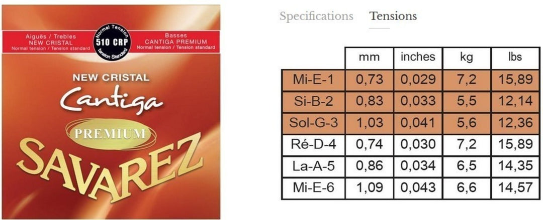 Savarez Cordes pour guitare classique New Cristal Cantiga Premium - Set normal (510CRP)