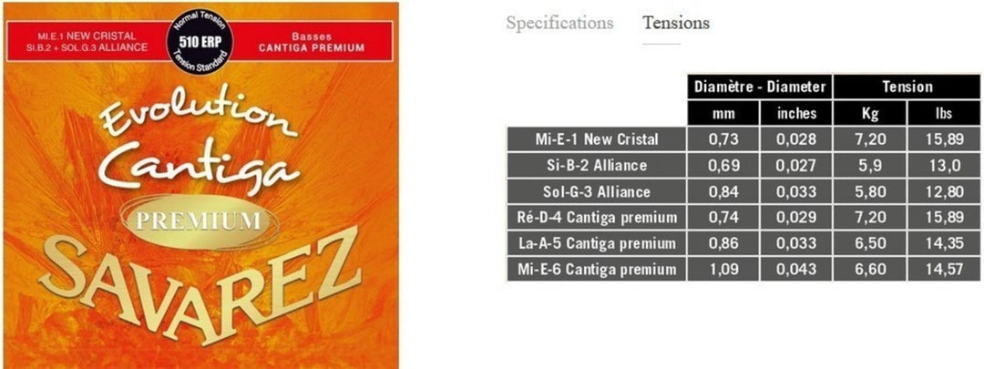 Savarez Strings pour guitares classiques Evolution Cantiga Premium - set 510ERP (normal/medium)