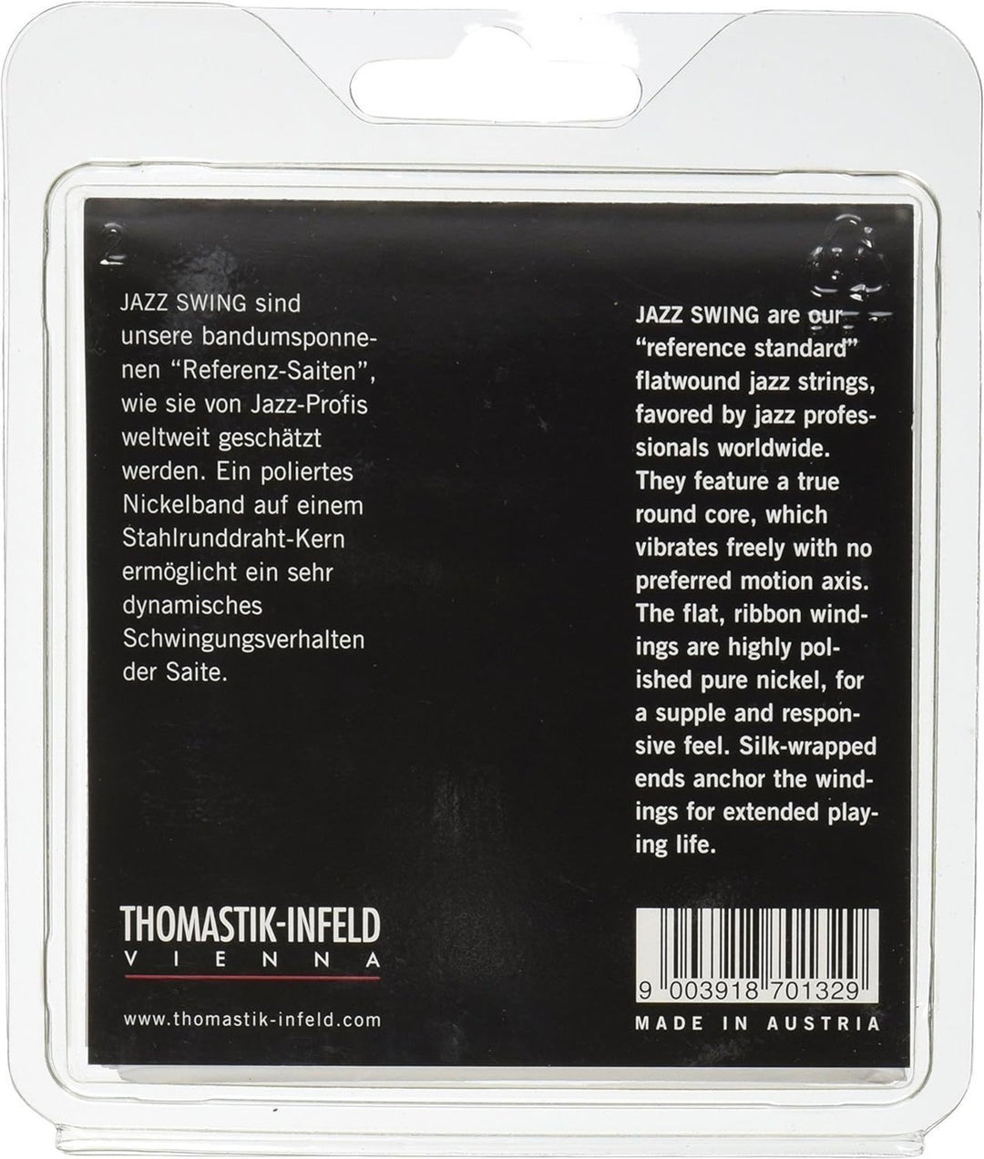 Cordes Thomastik-Infeld pour guitare électrique Jazz Swing Series Nickel Flat Wound - Jeu 013 flatwound (JS113)