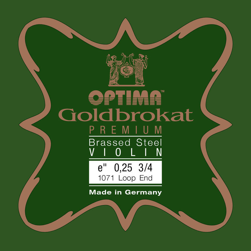 Corde de mi Optima Goldbrokat Premium Brassed pour violon 3/4, 0,25 mm, boucle