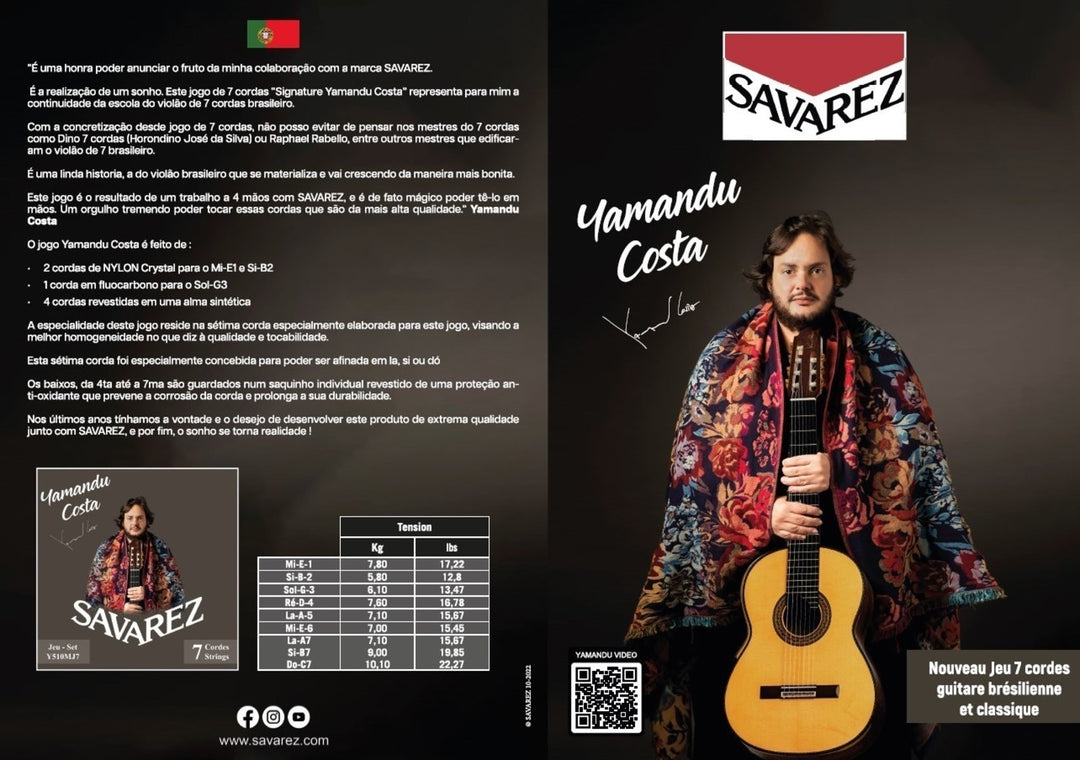 Cordes Savarez pour guitare classique YAMANDU COSTA 7-string - 7-string haute tension (Y510MJ7)