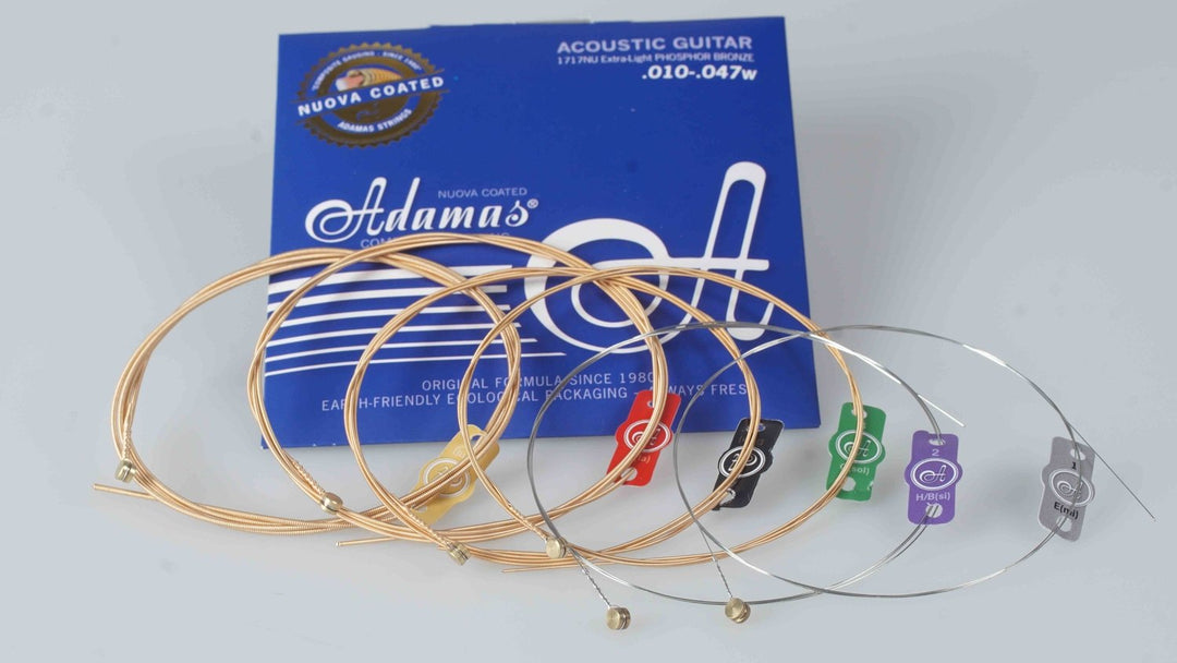 Adamas Cordes pour Guitares acoustiques Nuova phosphor bronze gainées set (3) - set de 3 Ex-Light .010 (1717NU-3)