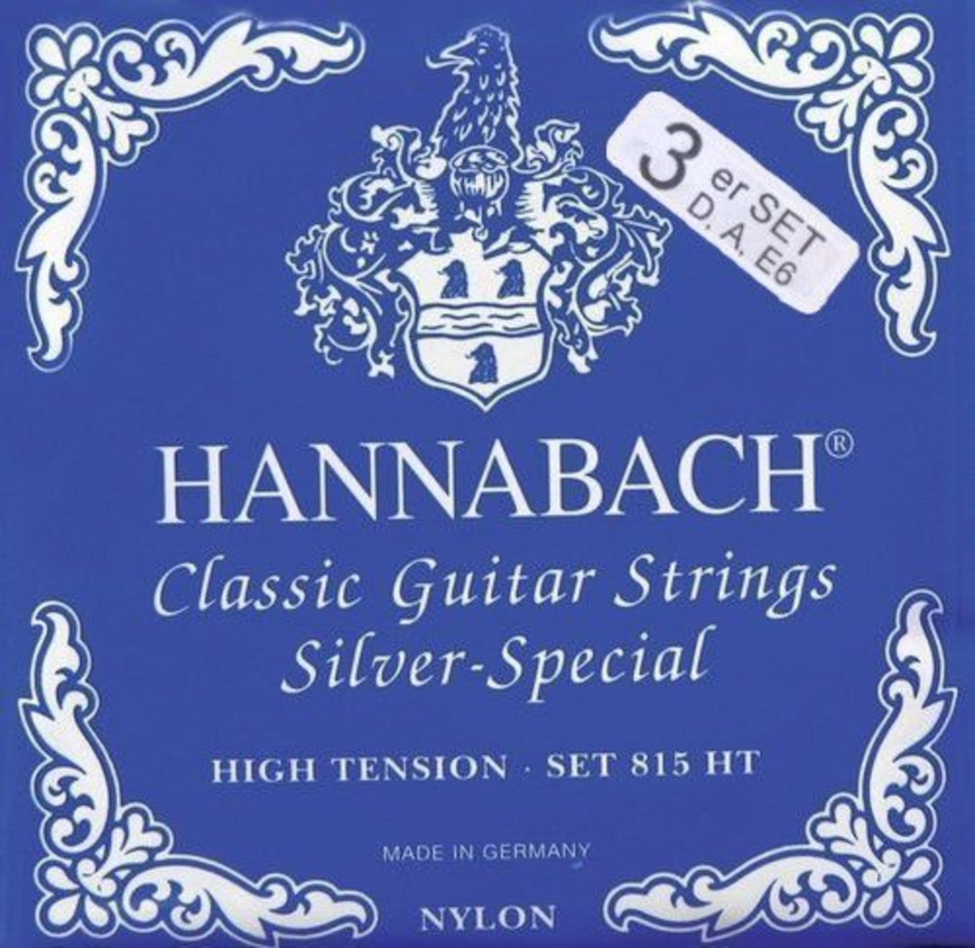 Cordes Hannabach pour guitare classique Serie 815 tension High argentées special - Set de 3 basses (8157HT)