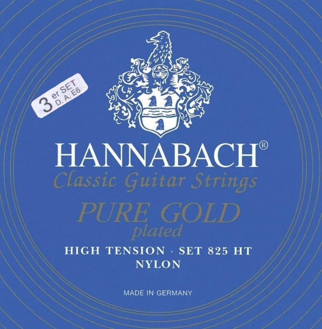 Cordes Hannabach pour guitares classiques Série 825 High tension spécialisées plaquées or - 3er Bass high (8258HT)