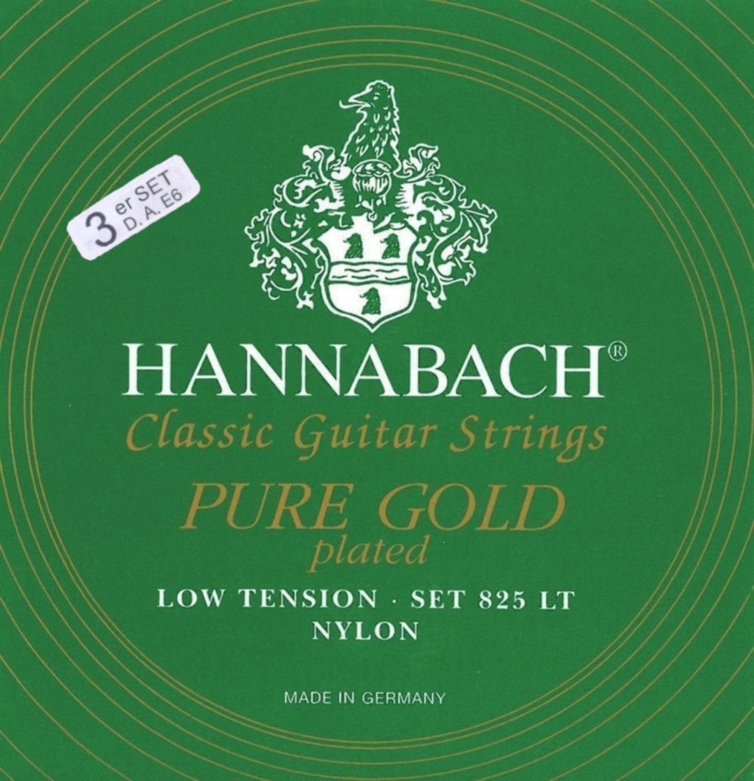 Cordes Hannabach pour guitare classique Serie 825 Low tension spécialisées plaquées or - 3er Bass low (8257LT)