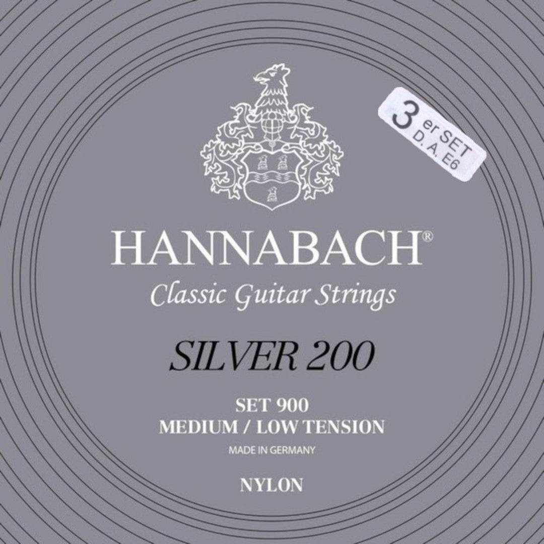 Cordes Hannabach pour guitare classique Series 900 Medium/Low Tension Silver 200 - 3er Bass med-low (9007MLT)