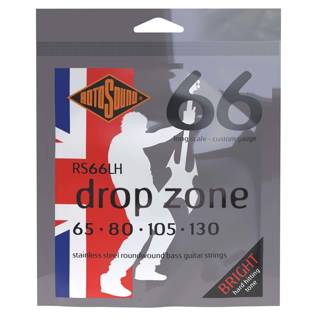 Cordes de basse électrique Rotosound Swing Bass 66 - set 4 cordes DROP ZONE Custom 65-130 (RS66LH)