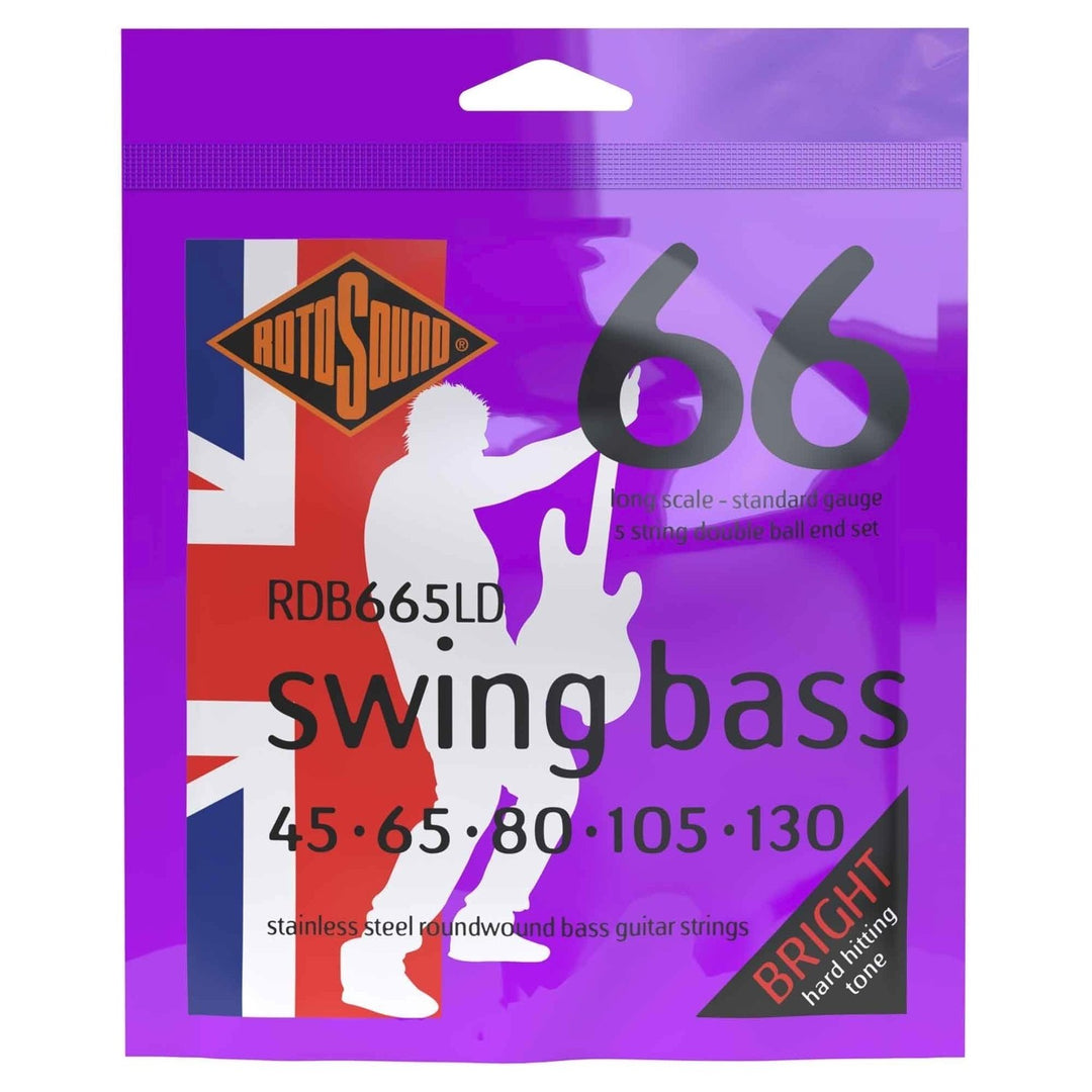 Cordes de basse électrique Rotosound Swing Bass 66 Double Ball End - Jeu 5-cordes. Standard 45-105 Double Ball (RDB665LD)