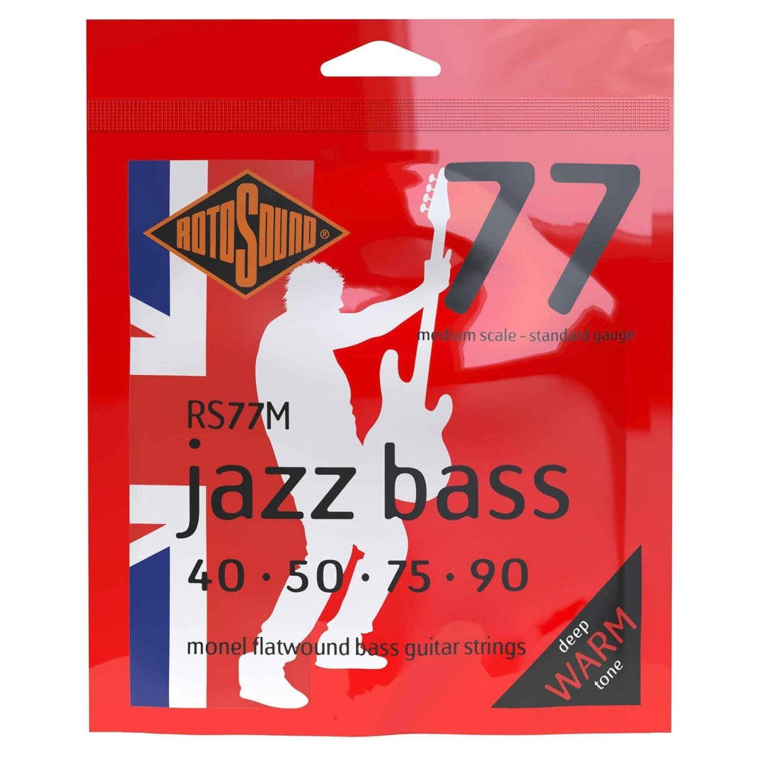 Cordes de basse Jazz Rotosound Jazz Bass 77 - Jeu 4 cordes Medium 40-90 //Longueur d’échelle Medium (30.5"/772mm à 32"/810mm) (RS77M)
