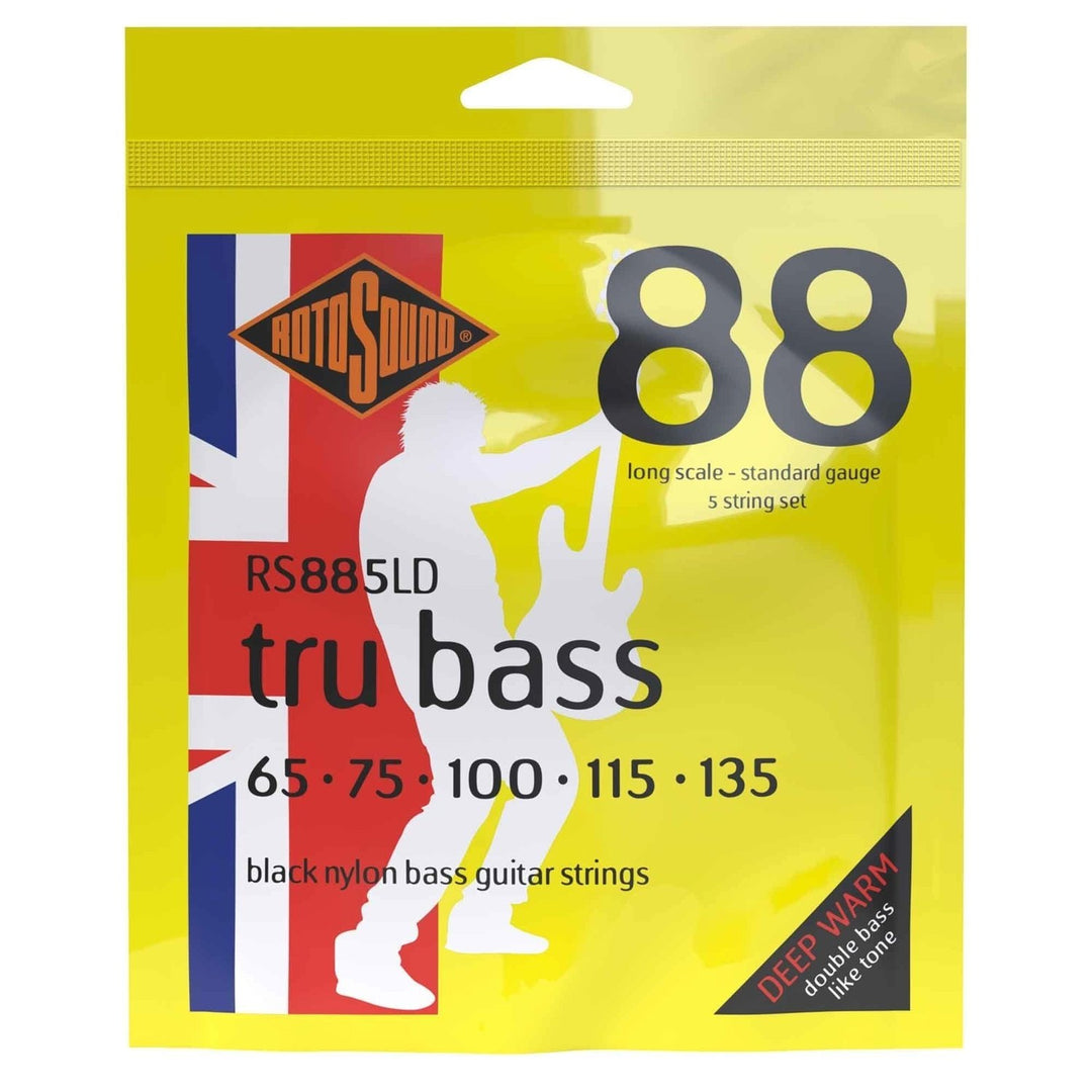 Cordes de basse Rotosound E-Bass Tru Bass 88 - Set 5 cordes Long 65-135 ; Long scale : longueur de diapason (34"/860mm) - jusqu'à medium (32"/810mm) (RS885LD)