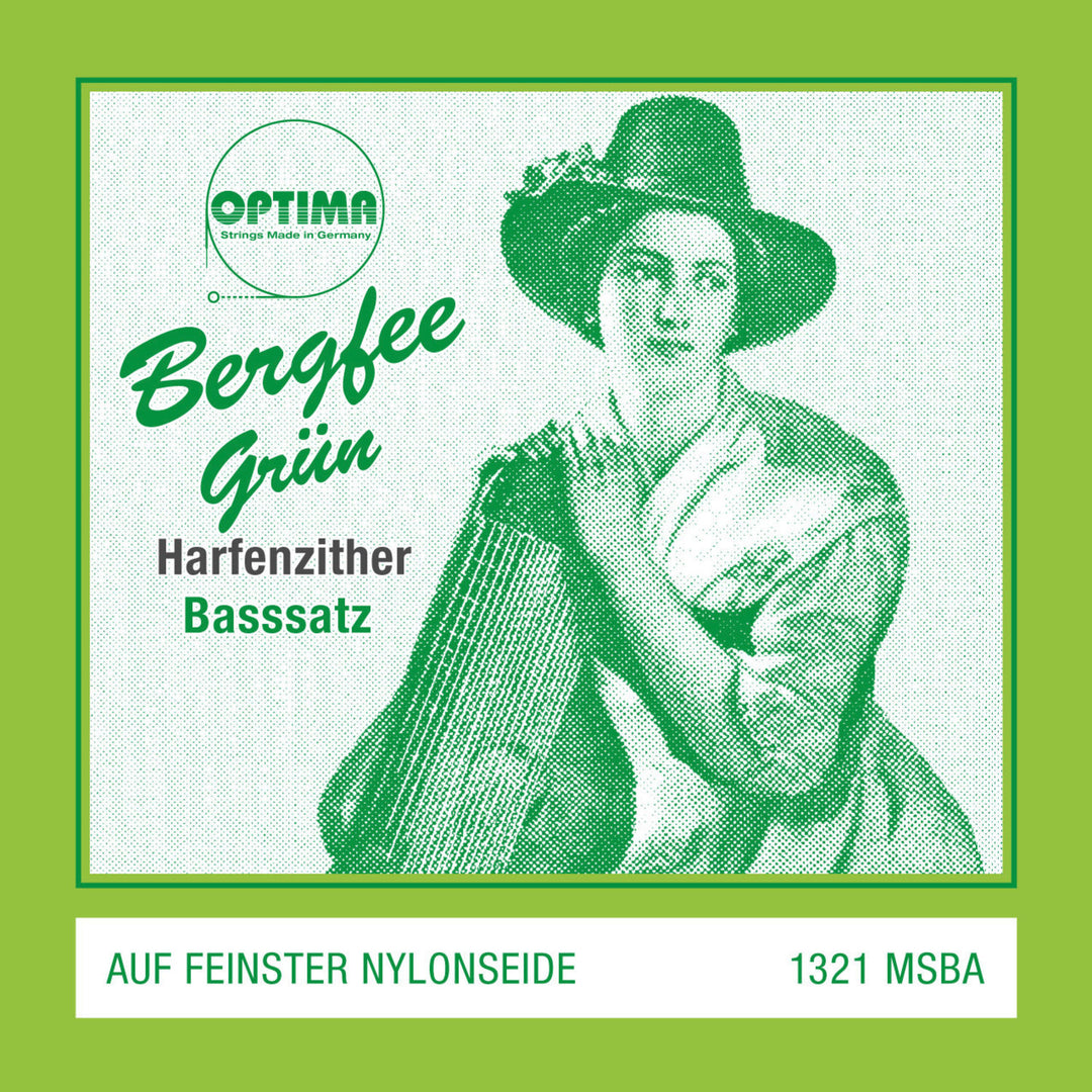 Cordes Optima pour cithare Harpe/cithare à résonance aérienne en nylon vert 1321 - Jeu de basses (1321.MSBA)