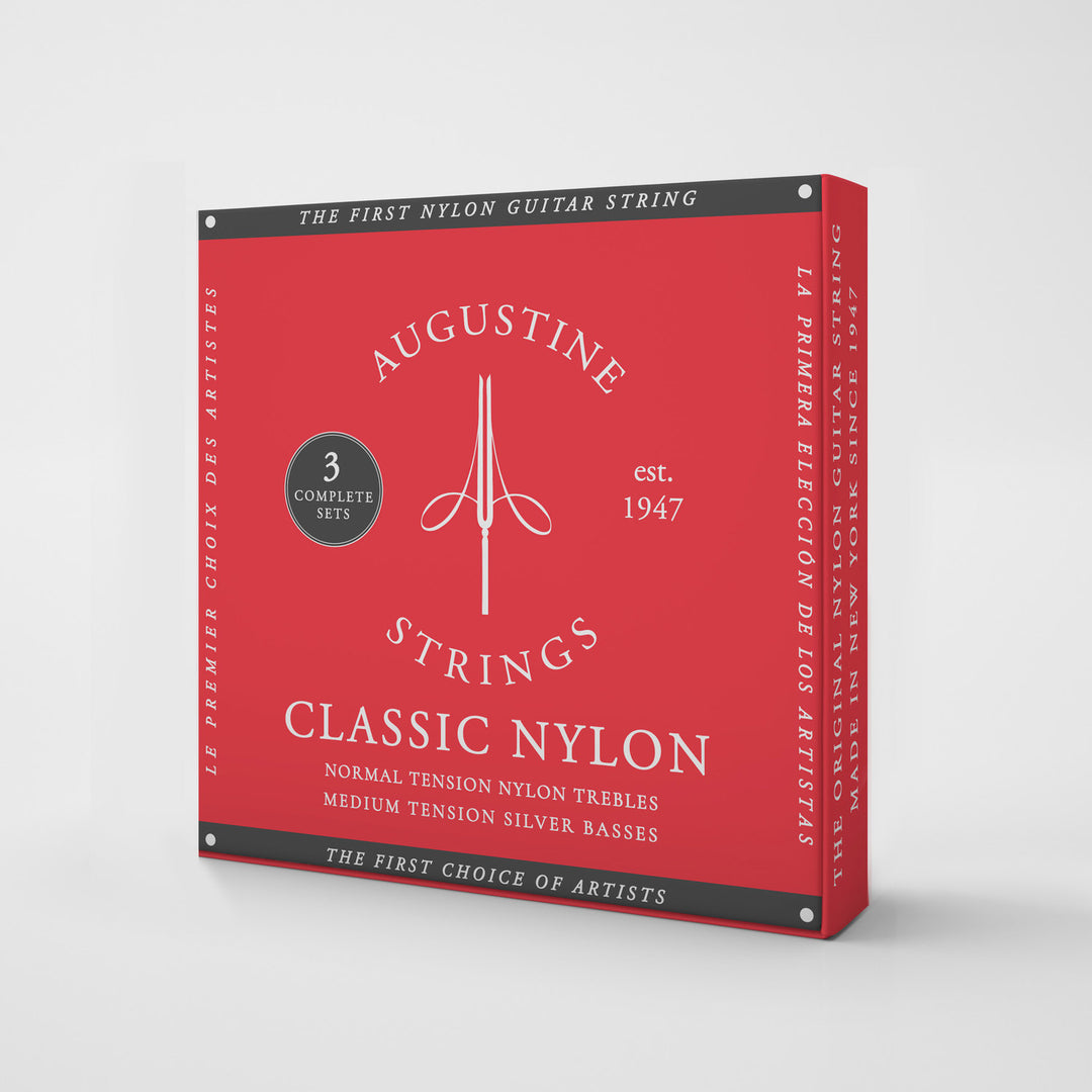 Augustine Strings for classic Guitares Classic Label - 3 x Set Classic Red (normal/medium)