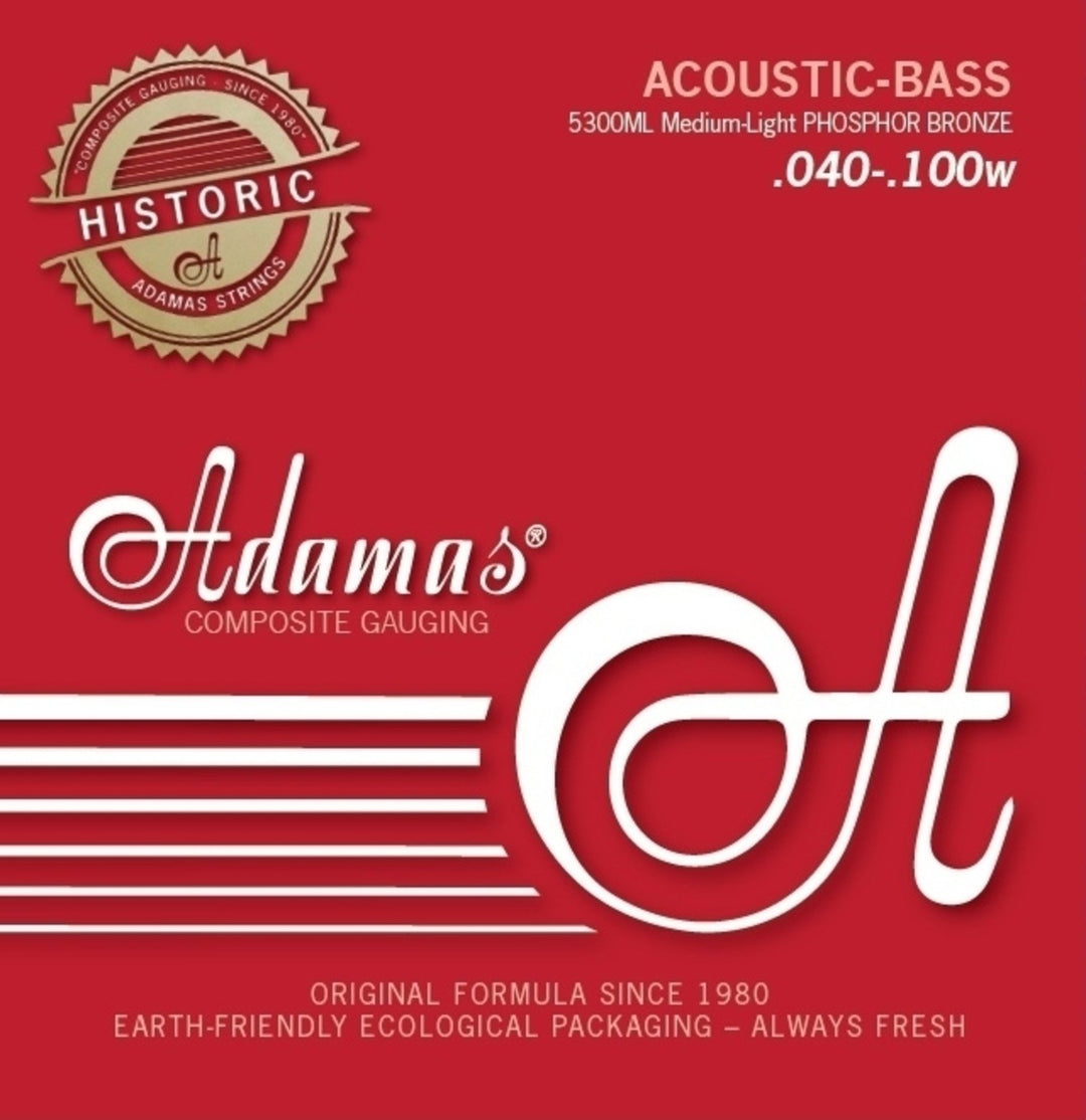 Cordes pour basse acoustique Adamas en bronze phosphoreux - Set 4 cordes med-light (5300ML)