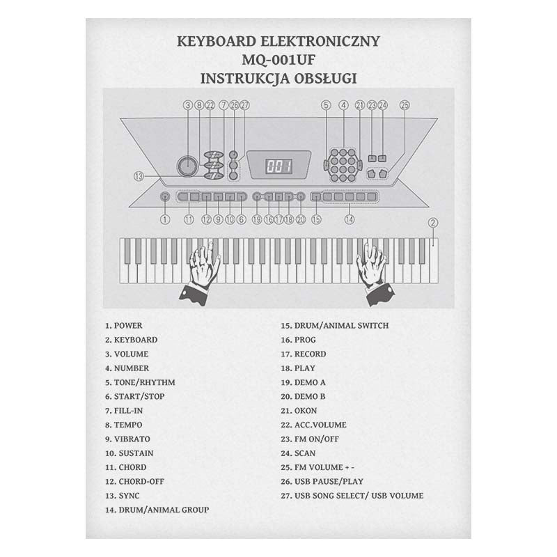 MQ 001 UF KLAVER touches d’orgue avec microphone pour
