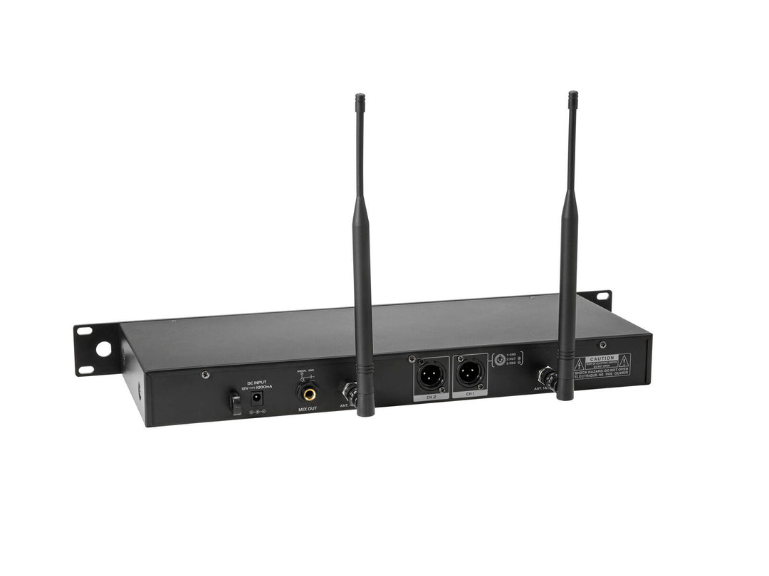 OMNITRONIC UHF-602 Système de microphones sans fil à 2 canaux 520-554 MHz