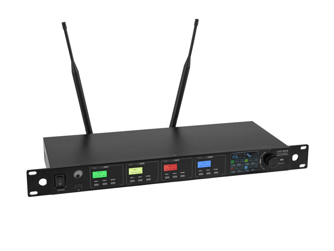 OMNITRONIC UHF-604 système de microphones sans fil à 4 canaux 520-554 MHz