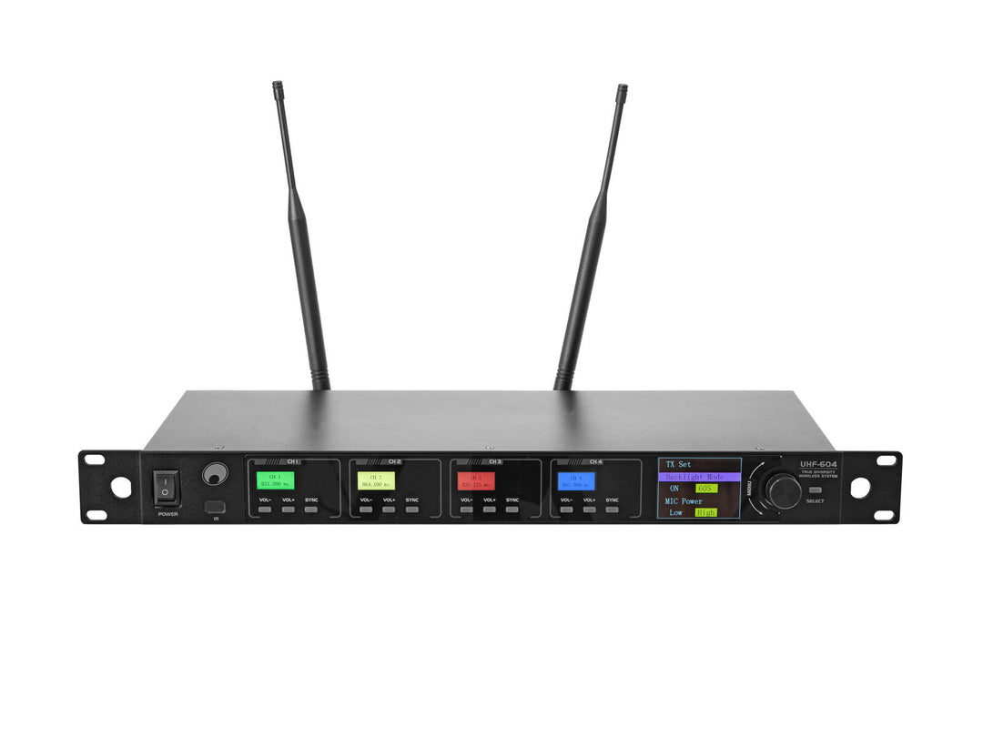OMNITRONIC UHF-604 système de microphones sans fil à 4 canaux 520-554 MHz