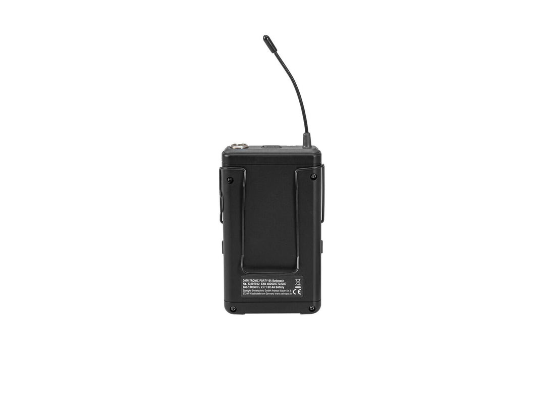 OMNITRONIC PORTY-8A Émetteur de poche + microphone lavalier 863.1 MHz
