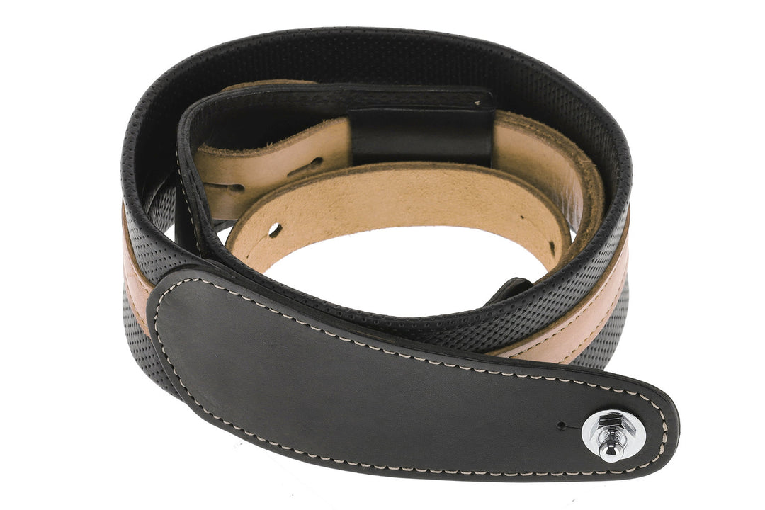 Sangles de guitares GEWA Prestige 65 rembourrées, verrous de sécurité - noir perforé/marron