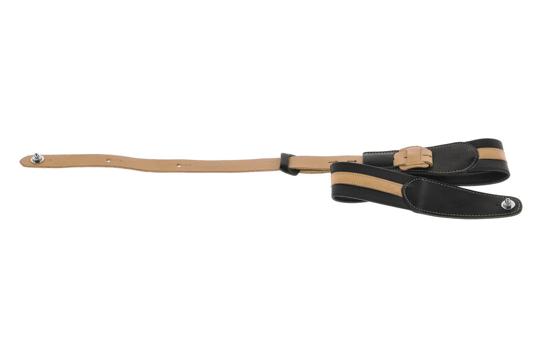 Sangles de guitares GEWA Prestige 65 rembourrées, verrous de sécurité - noir perforé/marron