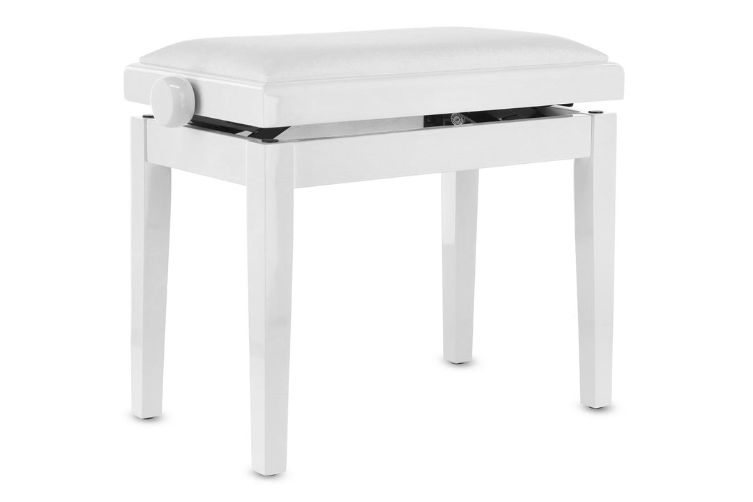 GEWA banquette de piano Deluxe vinyle - White brillant (siège White)