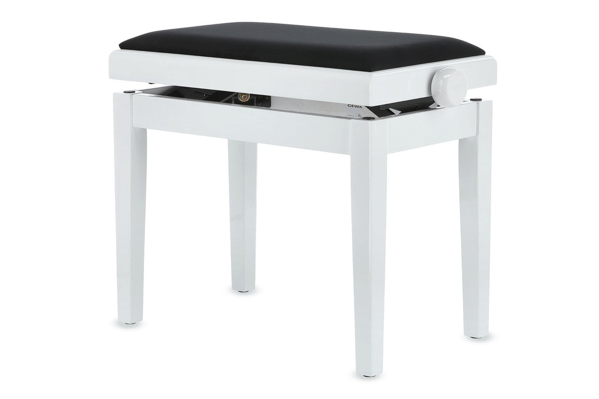 GEWA Piano bench Deluxe - High-gloss white (Seat black)