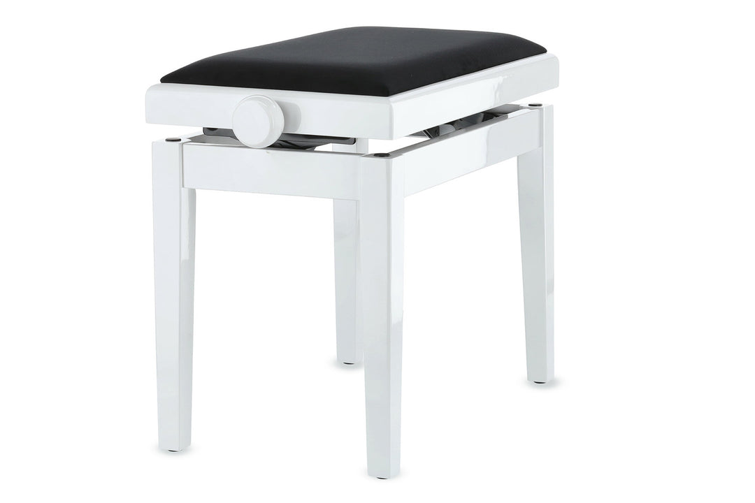 GEWA Banquette de piano Deluxe - White haute brillance (assise noire)