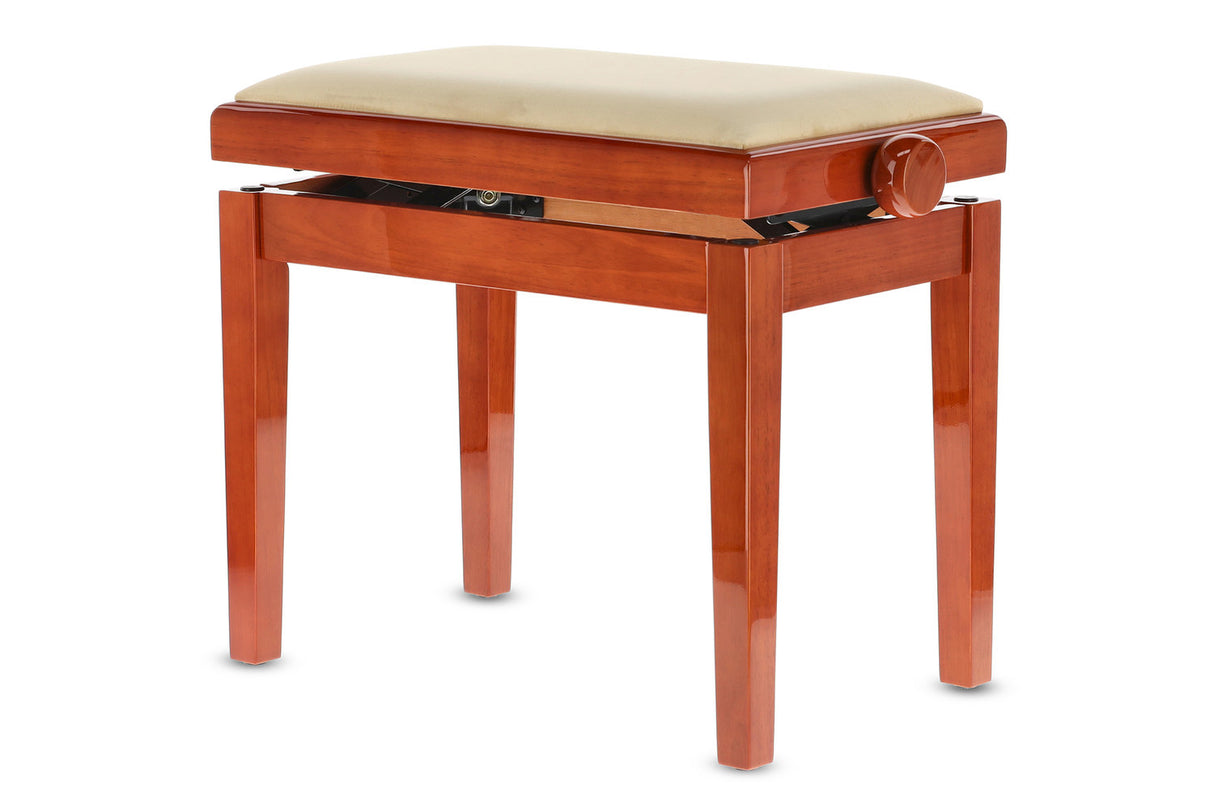 GEWA Piano bench Deluxe - Cherry tree highgloss (Beige seat)