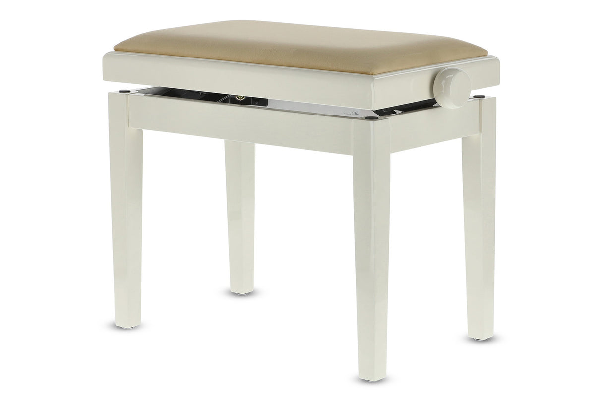 GEWA Piano bench Deluxe - High-gloss ivory (Beige seat)