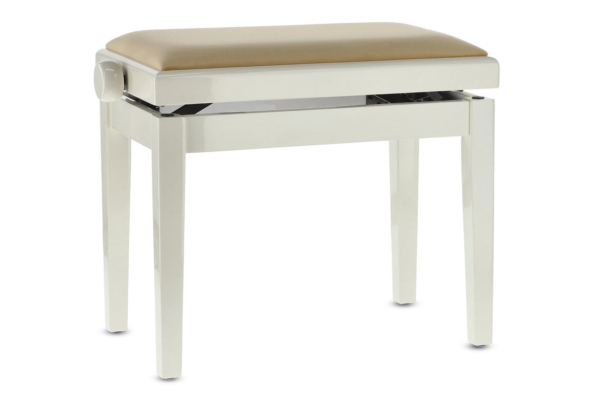 GEWA Piano bench Deluxe - High-gloss ivory (Beige seat)