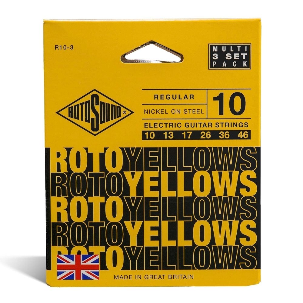 Rotosound Roto Yellows R10-3 elguitarstrenge 10-46, 3 sæt