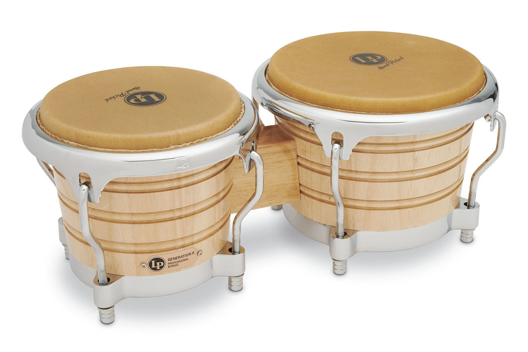 Bongo Generation II Wood Latin Percussion - Naturel, quincaillerie chromée (LP201AX-2)