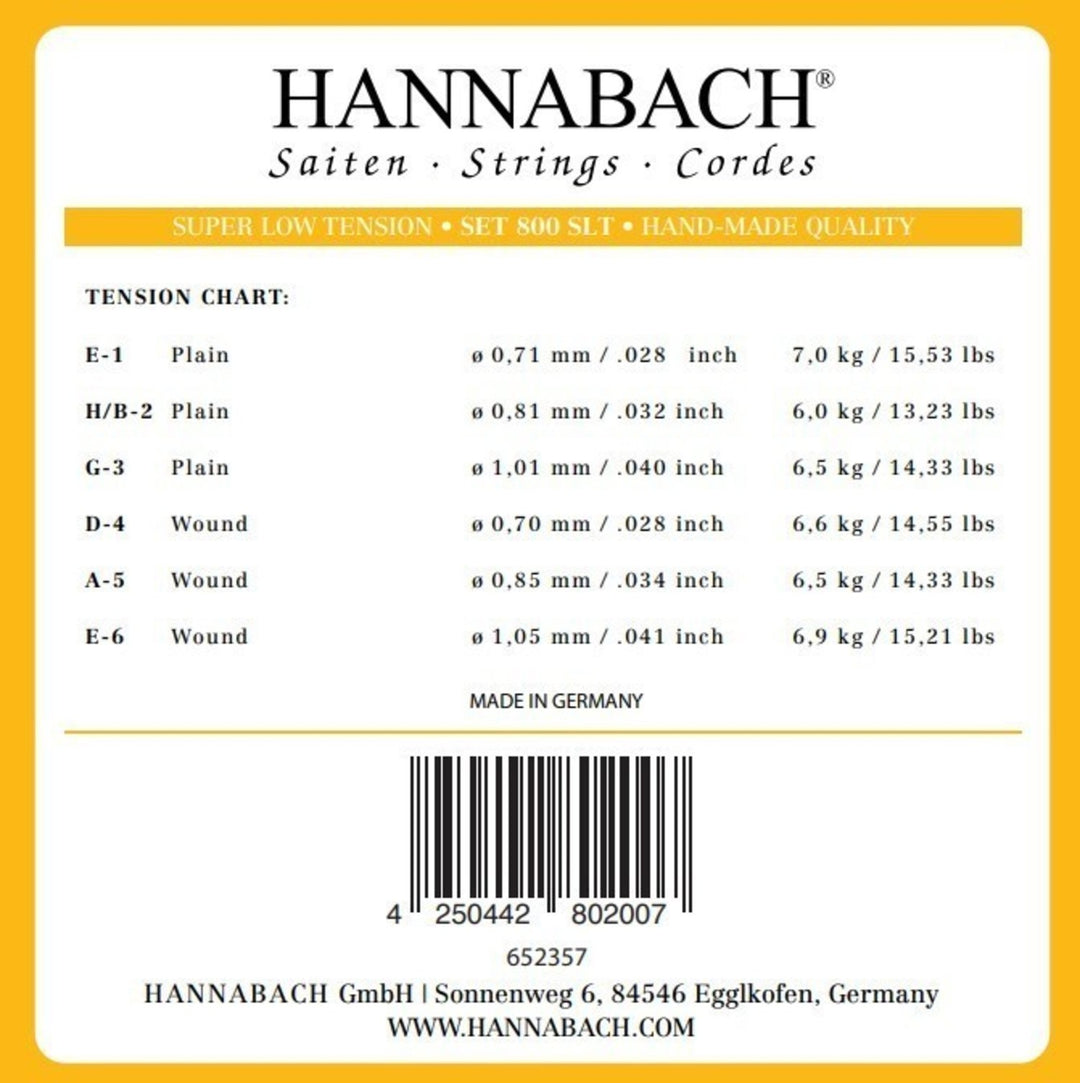 Cordes Hannabach pour guitares classiques Série 800 Super Low Tension Silver plated - Set Super low (800 SLT)