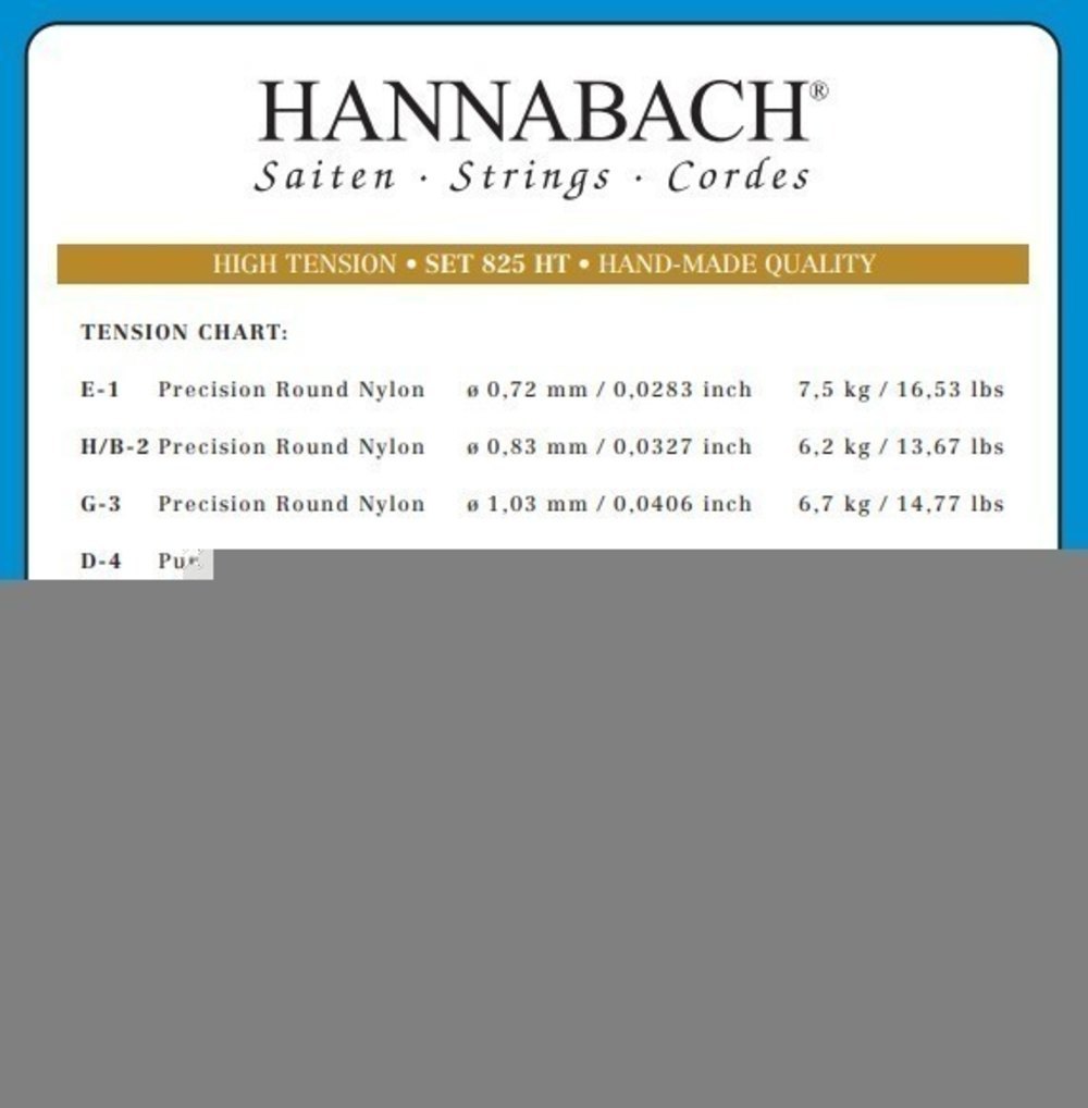 Hannabach 825 G3 corde aiguë pour guitare classique, High tension